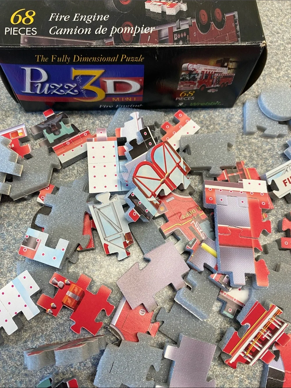 Puzz3D Mini Fire Engine Department Truck 68-Piece 3D Puzzle Foam Back Pieces
